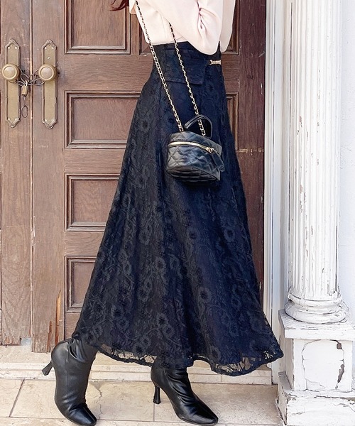 MIIA（ミーア）の「コルセットベルト風レースフレアスカート（スカート・レディース・ブラック/ブラウン/オフホワイト・FREE）」の21枚目の写真