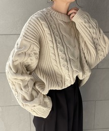 y/m by misato | ケーブル編みクルーネックニットトップス(ニット/セーター)