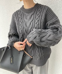 y/m by misato | ケーブル編みクルーネックニットトップス(ニット/セーター)