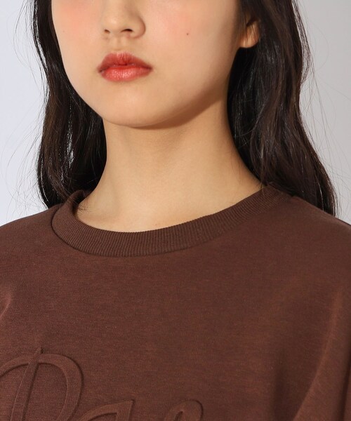 PINK-latte（ピンクラテ）の「◆【シャギー】エンボスロゴプルオーバー（スウェット・キッズ・ダークブラウン/ブラック/アイボリー系・16/14/15 ）」の7枚目の写真