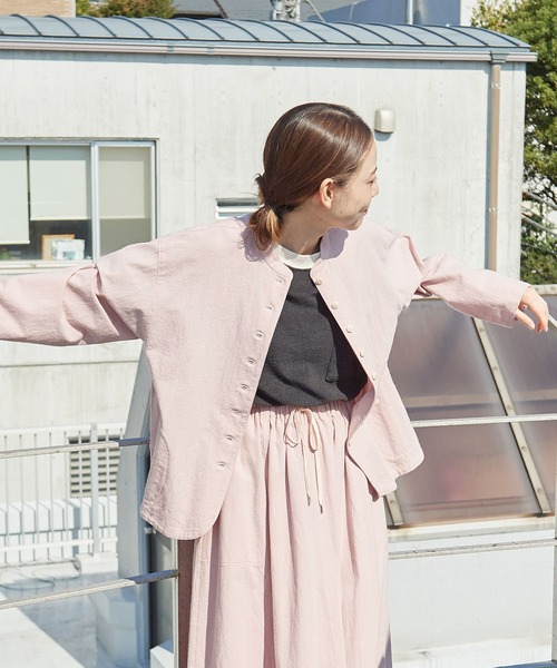 PAR ICI（パーリッシィ）の「シボコットン スタンドブラウス (セットアップ対応)（シャツ/ブラウス・レディース・その他/チャコールグレー/ピンク・FREE）」の20枚目の写真