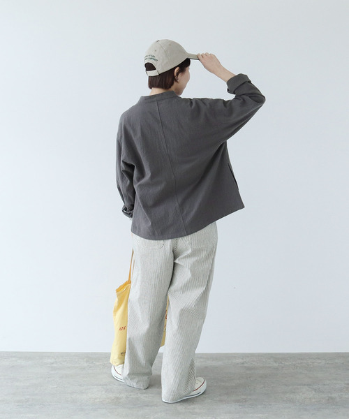 PAR ICI（パーリッシィ）の「シボコットン スタンドブラウス (セットアップ対応)（シャツ/ブラウス・レディース・その他/チャコールグレー/ピンク・FREE）」の17枚目の写真