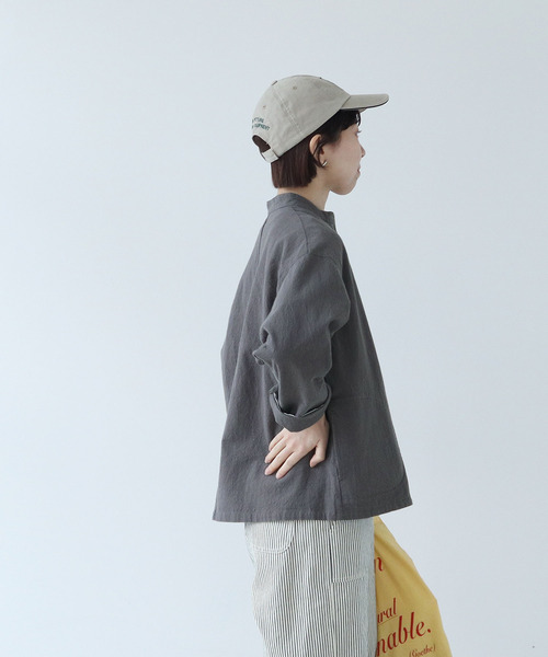 PAR ICI（パーリッシィ）の「シボコットン スタンドブラウス (セットアップ対応)（シャツ/ブラウス・レディース・その他/チャコールグレー/ピンク・FREE）」の11枚目の写真