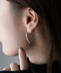 ジルコニアハートフープピアス