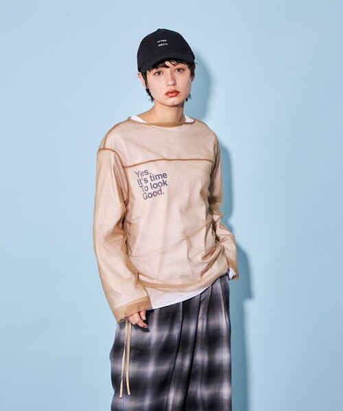 CITEN(シテン)の「<CITEN>シアー ルーズ ブラウス(シャツ/ブラウス・レディース・ベージュ/ブラック・FREE)」の3枚目の写真