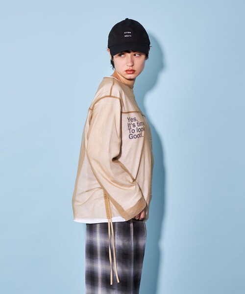 CITEN(シテン)の「<CITEN>シアー ルーズ ブラウス(シャツ/ブラウス・レディース・ベージュ/ブラック・FREE)」の4枚目の写真