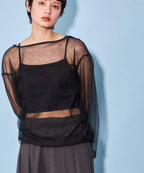 CITEN(シテン)の「<CITEN>シアー ルーズ ブラウス(シャツ/ブラウス・レディース・ベージュ/ブラック・FREE)」の6枚目の写真