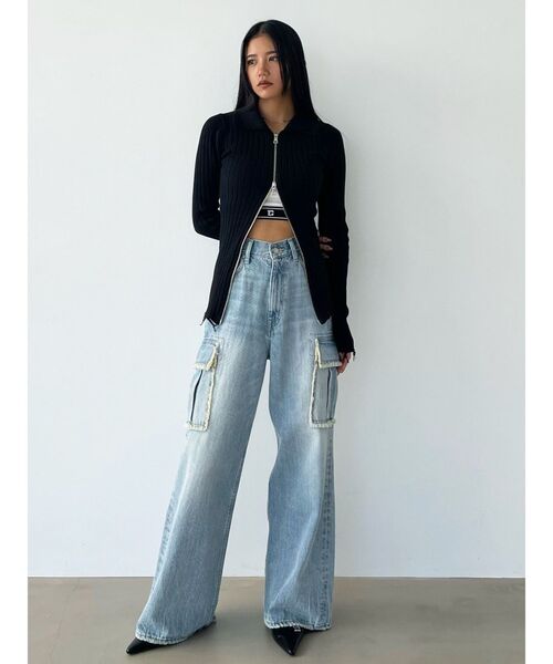 EMODA(エモダ)の「アウトポケットワイドジーンズ(デニムパンツ・レディース・ブルー/ライトブルー・SMALL/MEDIUM)」の5枚目の写真