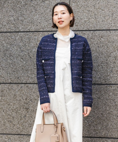 F by ROSSO（エフバイロッソ）の「F by ROSSO　メモリータフタ2WAYジャンパーワンピース（ジャンパースカート・レディース・オフホワイト/ネイビー・38/36）」の9枚目の写真