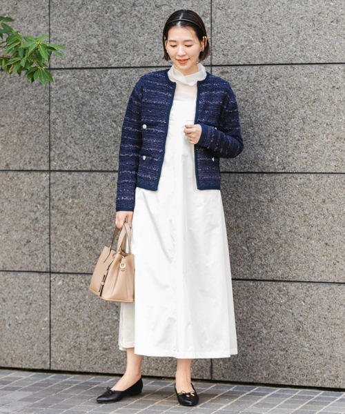 F by ROSSO（エフバイロッソ）の「F by ROSSO　メモリータフタ2WAYジャンパーワンピース（ジャンパースカート・レディース・オフホワイト/ネイビー・38/36）」の3枚目の写真