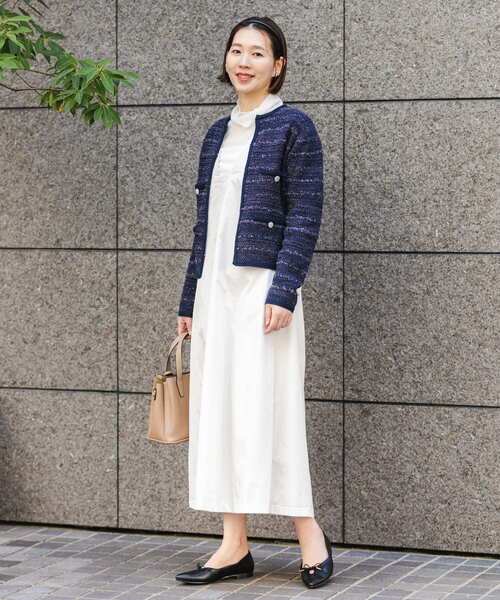 F by ROSSO（エフバイロッソ）の「F by ROSSO　メモリータフタ2WAYジャンパーワンピース（ジャンパースカート・レディース・オフホワイト/ネイビー・38/36）」の4枚目の写真