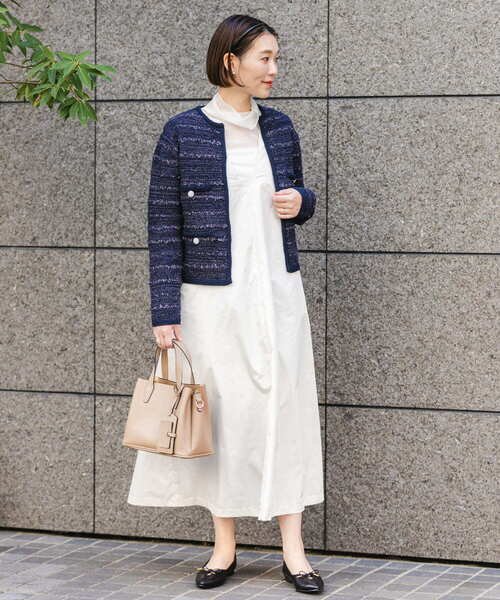 F by ROSSO（エフバイロッソ）の「F by ROSSO　メモリータフタ2WAYジャンパーワンピース（ジャンパースカート・レディース・オフホワイト/ネイビー・38/36）」の10枚目の写真