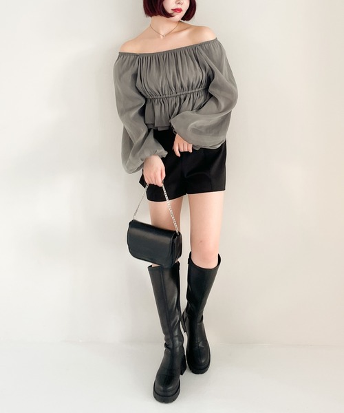 Heather（ヘザー）の「ボリュームスクエアブラウス  105005（シャツ/ブラウス・レディース・グレー/オフホワイト/ピンク・FREE）」の20枚目の写真