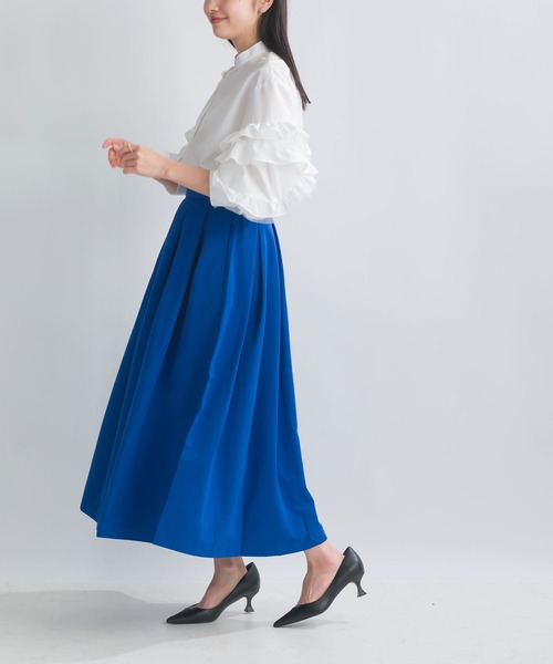 PICCIN（ピッチン）の「チュール重ねフリルブラウス（シャツ/ブラウス・レディース・サックスブルー/オフホワイト・M）」の19枚目の写真