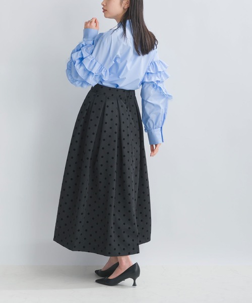 PICCIN（ピッチン）の「チュール重ねフリルブラウス（シャツ/ブラウス・レディース・サックスブルー/オフホワイト・M）」の15枚目の写真