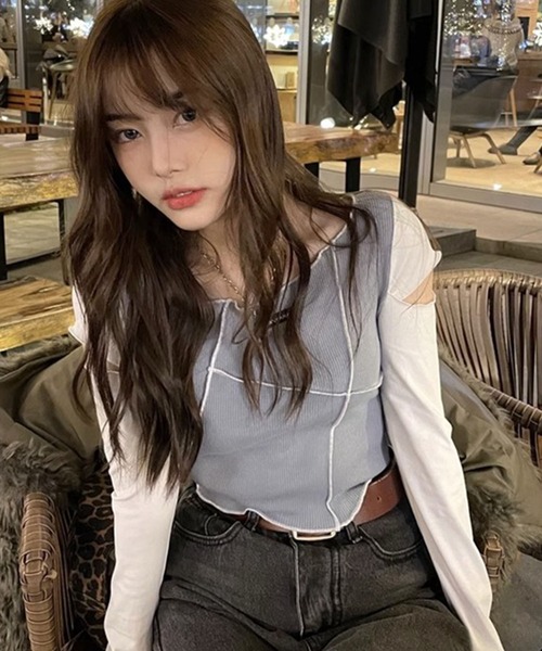 GLAMOROUS JANE(グラマラスジェーン)の「配色袖クロップド丈ロンT(Tシャツ/カットソー・レディース・ブルー・M/L)」の9枚目の写真