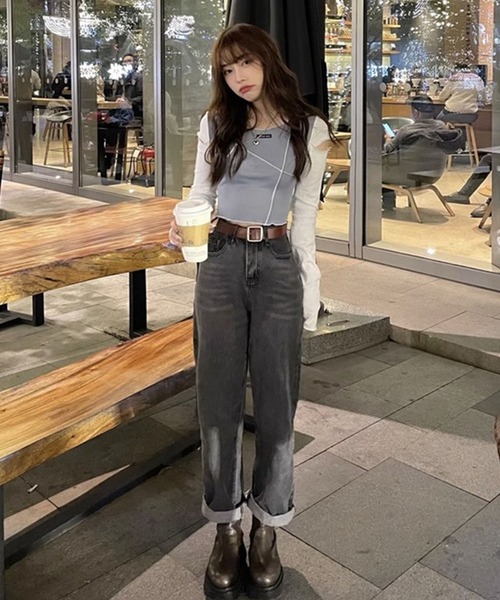 GLAMOROUS JANE(グラマラスジェーン)の「配色袖クロップド丈ロンT(Tシャツ/カットソー・レディース・ブルー・M/L)」の11枚目の写真
