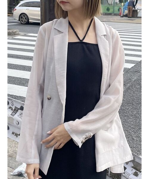 MURUA（ムルーア）の「シアーテーラードジャケット（テーラードジャケット・レディース・ベージュ/ライトグレー/ブラック・FREE）」の3枚目の写真