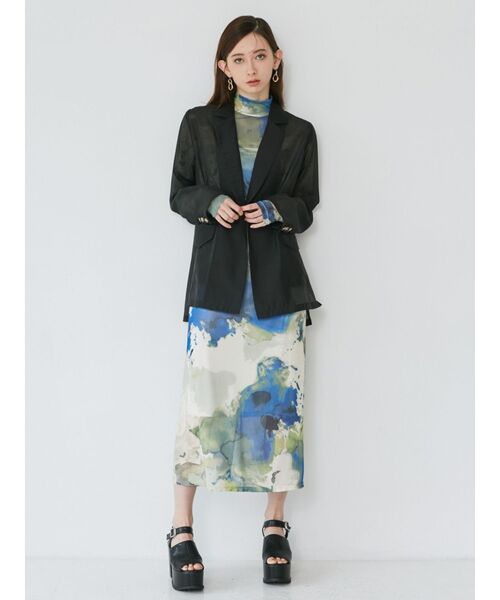 MURUA（ムルーア）の「シアーテーラードジャケット（テーラードジャケット・レディース・ベージュ/ライトグレー/ブラック・FREE）」の5枚目の写真