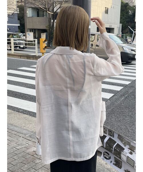 MURUA（ムルーア）の「シアーテーラードジャケット（テーラードジャケット・レディース・ベージュ/ライトグレー/ブラック・FREE）」の7枚目の写真