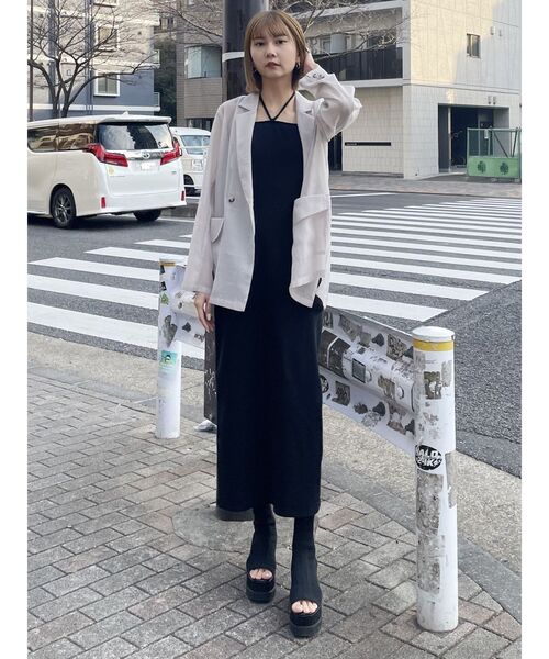 MURUA（ムルーア）の「シアーテーラードジャケット（テーラードジャケット・レディース・ベージュ/ライトグレー/ブラック・FREE）」の8枚目の写真