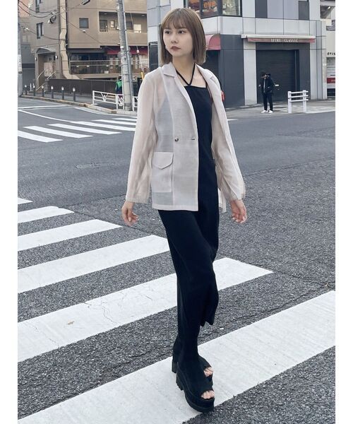 MURUA（ムルーア）の「シアーテーラードジャケット（テーラードジャケット・レディース・ベージュ/ライトグレー/ブラック・FREE）」の9枚目の写真