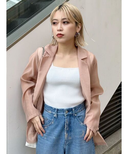 MURUA（ムルーア）の「シアーテーラードジャケット（テーラードジャケット・レディース・ベージュ/ライトグレー/ブラック・FREE）」の10枚目の写真