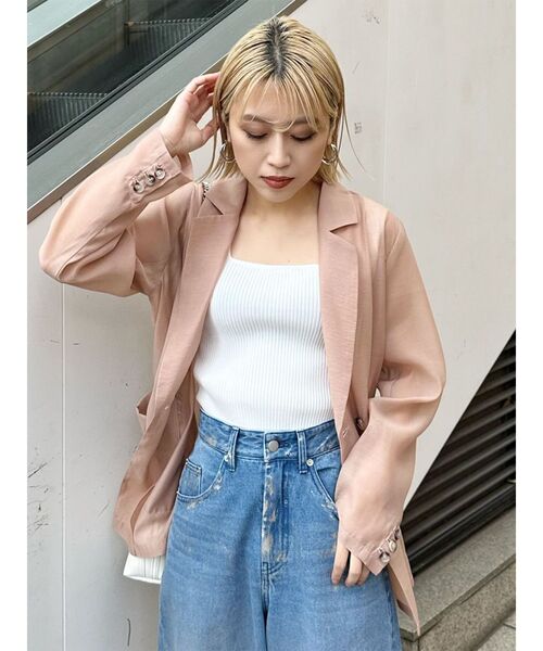 MURUA（ムルーア）の「シアーテーラードジャケット（テーラードジャケット・レディース・ベージュ/ライトグレー/ブラック・FREE）」の11枚目の写真