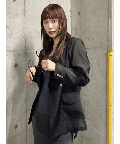 MURUA（ムルーア）の「シアーテーラードジャケット（テーラードジャケット・レディース・ベージュ/ライトグレー/ブラック・FREE）」の13枚目の写真