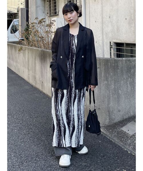 MURUA（ムルーア）の「シアーテーラードジャケット（テーラードジャケット・レディース・ベージュ/ライトグレー/ブラック・FREE）」の22枚目の写真