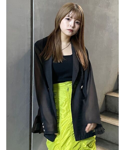 MURUA（ムルーア）の「シアーテーラードジャケット（テーラードジャケット・レディース・ベージュ/ライトグレー/ブラック・FREE）」の21枚目の写真