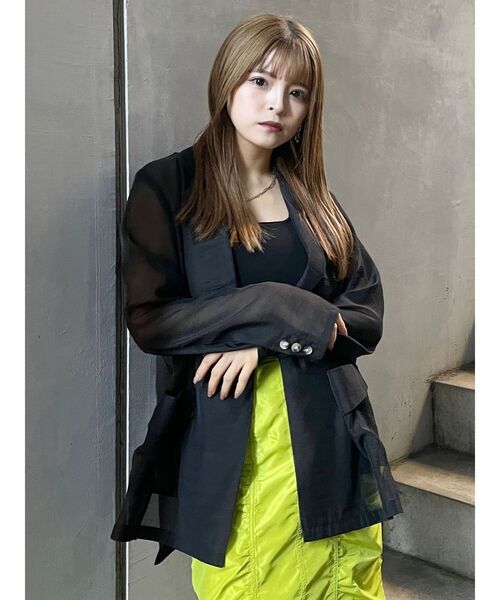 MURUA（ムルーア）の「シアーテーラードジャケット（テーラードジャケット・レディース・ベージュ/ライトグレー/ブラック・FREE）」の20枚目の写真