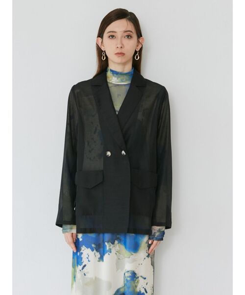 MURUA（ムルーア）の「シアーテーラードジャケット（テーラードジャケット・レディース・ベージュ/ライトグレー/ブラック・FREE）」の18枚目の写真