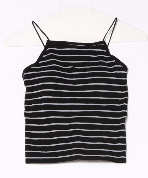 Monogram Spaghetti Top Black