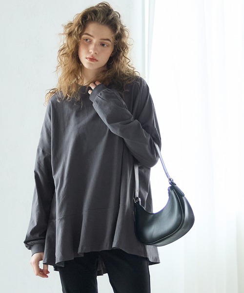 裾フレアチュニックロングTシャツ（Tシャツ/カットソー）｜coca
