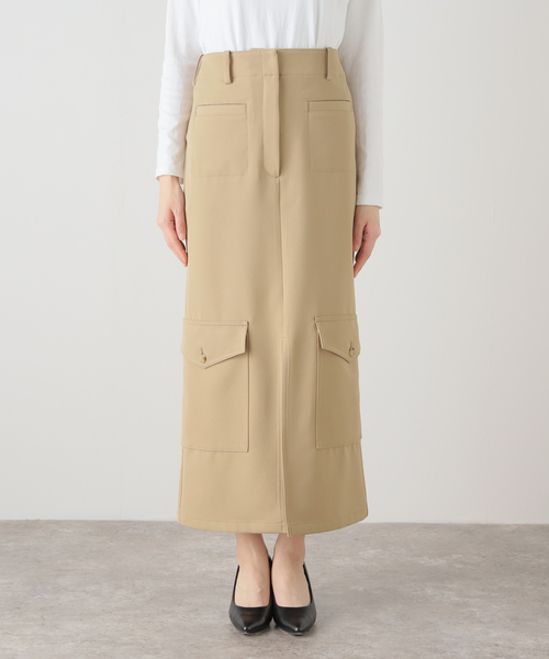 【美品】NOBLE ペンシルカーゴスカート ベージュ ペンシルカーゴスカート（ロング・マキシ丈スカート）｜NOBLE