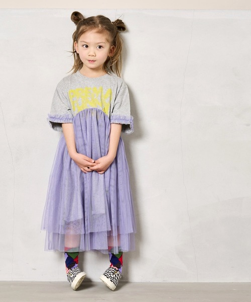 BIG FIELD（ビッグフィールド）の「チュールドッキングワンピース（90～150cm）（ワンピース・キッズ・オフホワイト/グリーン/杢グレー・140/130/120/110/100/90/150）」の3枚目の写真