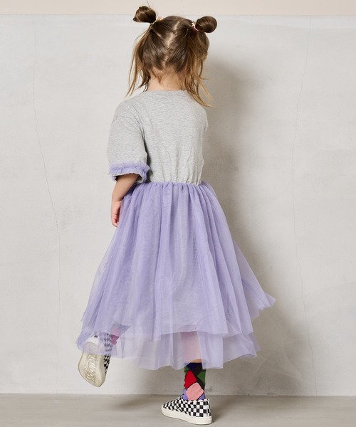 BIG FIELD（ビッグフィールド）の「チュールドッキングワンピース（90～150cm）（ワンピース・キッズ・オフホワイト/グリーン/杢グレー・140/130/120/110/100/90/150）」の8枚目の写真