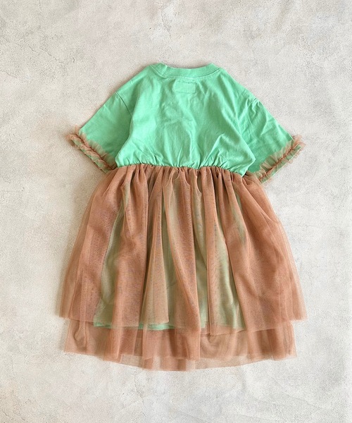 BIG FIELD（ビッグフィールド）の「チュールドッキングワンピース（90～150cm）（ワンピース・キッズ・オフホワイト/グリーン/杢グレー・140/130/120/110/100/90/150）」の15枚目の写真