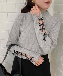 one after another NICE CLAUP | 袖リボンテレコトップス/ribbon collection(Tシャツ/カットソー)