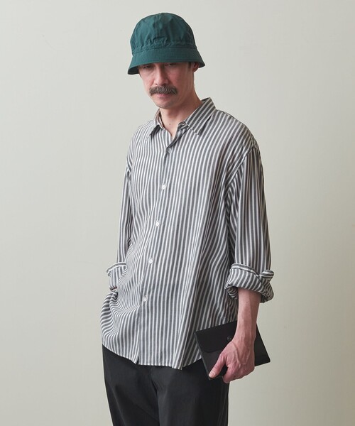 Steven Alan(スティーブンアラン)の「<Steven Alan> キュプラ ストライプ レギュラーカラー シャツ -LOOSE(シャツ/ブラウス・メンズ・ネイビー/その他1・S/M/L/XL)」の8枚目の写真
