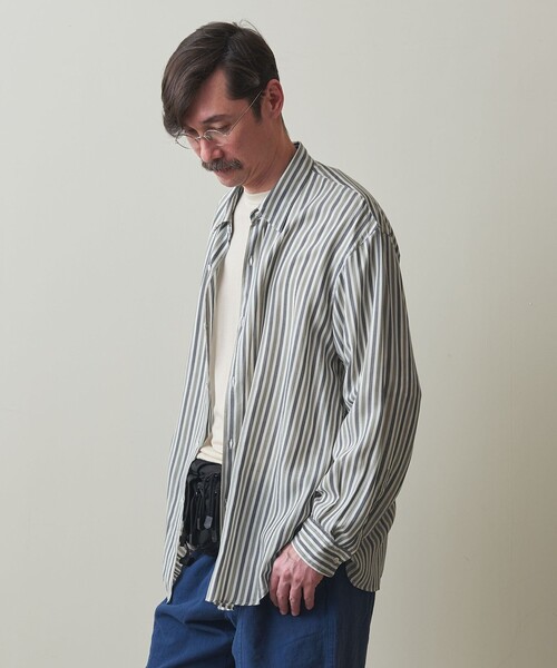 Steven Alan(スティーブンアラン)の「<Steven Alan> キュプラ ストライプ レギュラーカラー シャツ -LOOSE(シャツ/ブラウス・メンズ・ネイビー/その他1・S/M/L/XL)」の10枚目の写真