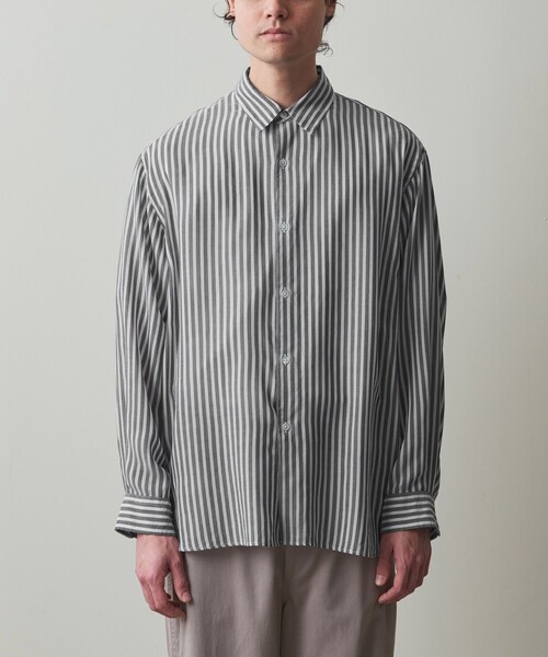 Steven Alan(スティーブンアラン)の「<Steven Alan> キュプラ ストライプ レギュラーカラー シャツ -LOOSE(シャツ/ブラウス・メンズ・ネイビー/その他1・S/M/L/XL)」の13枚目の写真