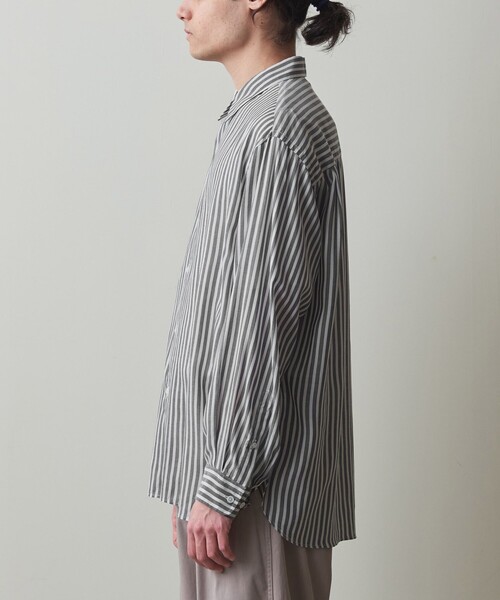 Steven Alan(スティーブンアラン)の「<Steven Alan> キュプラ ストライプ レギュラーカラー シャツ -LOOSE(シャツ/ブラウス・メンズ・ネイビー/その他1・S/M/L/XL)」の14枚目の写真