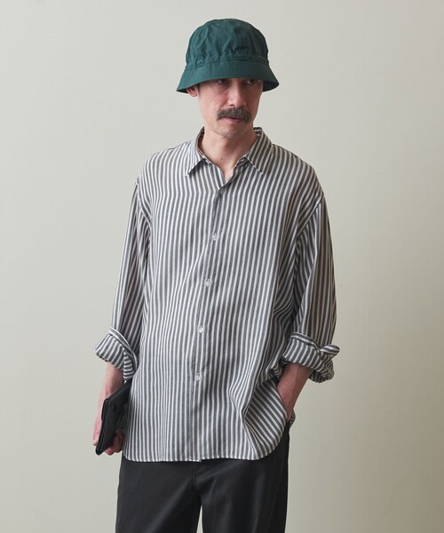 Steven Alan(スティーブンアラン)の「<Steven Alan> キュプラ ストライプ レギュラーカラー シャツ -LOOSE(シャツ/ブラウス・メンズ・ネイビー/その他1・S/M/L/XL)」の5枚目の写真