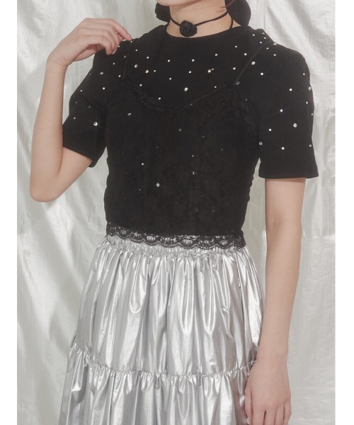 WC（ダブル シー）の「フリルレースキャミソール（キャミソール・レディース・ブラック/ホワイト・FREE）」の7枚目の写真