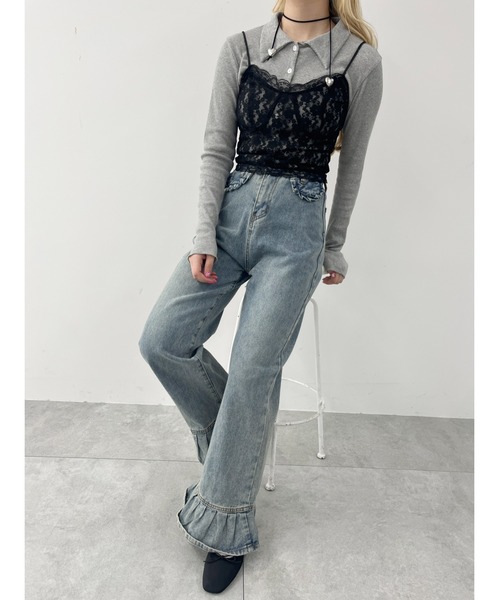 WC（ダブル シー）の「フリルレースキャミソール（キャミソール・レディース・ブラック/ホワイト・FREE）」の18枚目の写真