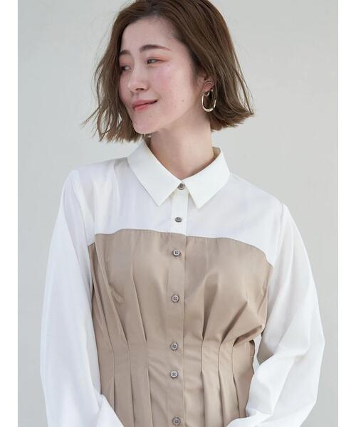 YECCA VECCA（イェッカヴェッカ）の「ベアドッキングワンピース（ワンピース・レディース・ベージュ/チャコールグレー・FREE）」の20枚目の写真