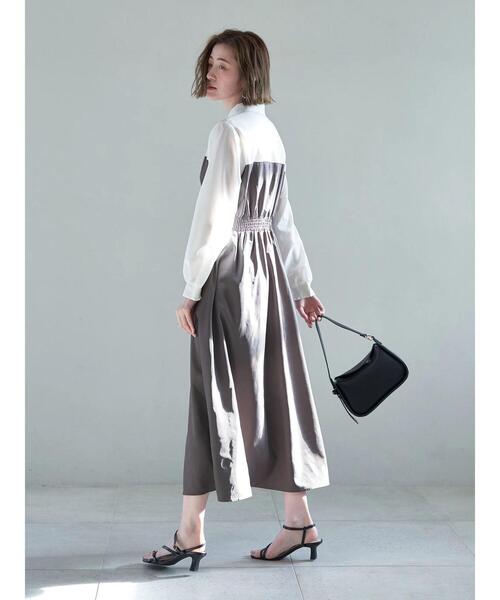 YECCA VECCA（イェッカヴェッカ）の「ベアドッキングワンピース（ワンピース・レディース・ベージュ/チャコールグレー・FREE）」の14枚目の写真