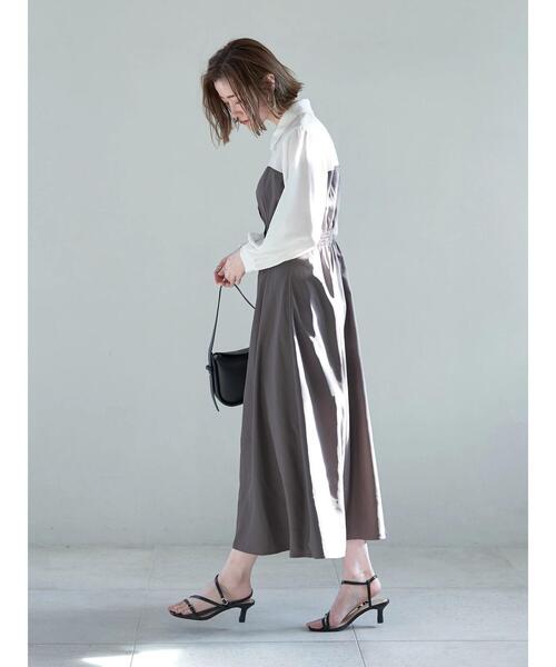 YECCA VECCA（イェッカヴェッカ）の「ベアドッキングワンピース（ワンピース・レディース・ベージュ/チャコールグレー・FREE）」の13枚目の写真